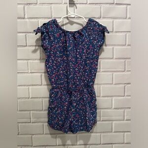 OSHKOSH little girls floral blue romper/size 5T